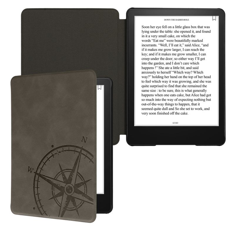 Laptop, Telefoane si Tablete - Ebook reader si accesorii - Accesorii eBook Reader - Husa Kwmobile pentru Amazon Kindle Paperwhite 11, Signature Edition, Paperwhite Kids, inchidere magnetica, gri - Infinity.ro