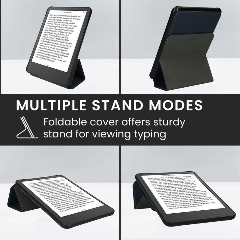 Laptop, Telefoane si Tablete - Ebook reader si accesorii - Accesorii eBook Reader - Husa Kwmobile pentru Amazon Kindle Paperwhite 12 (2024), Colorsoft, functie Sleep/Wake, piele ecologica, albastru - Infinity.ro