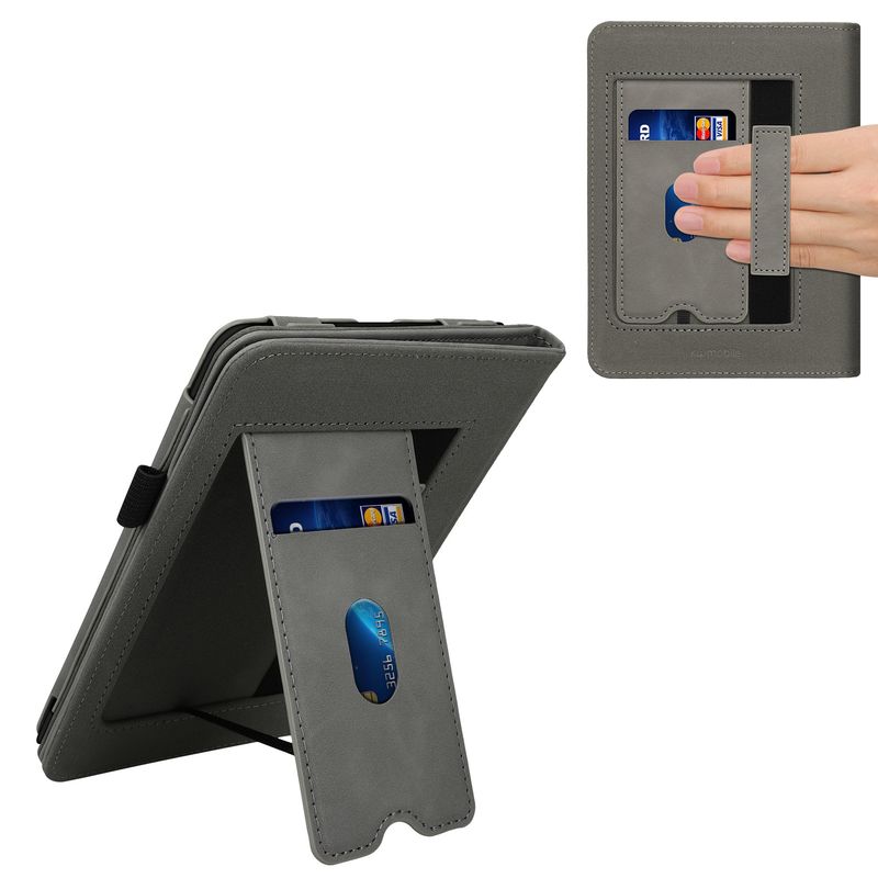 Laptop, Telefoane si Tablete - Ebook reader si accesorii - Accesorii eBook Reader - Husa Kwmobile pentru Amazon Kindle Paperwhite 12 (2024), Colorsoft, buzunar card, piele ecologica, gri - Infinity.ro