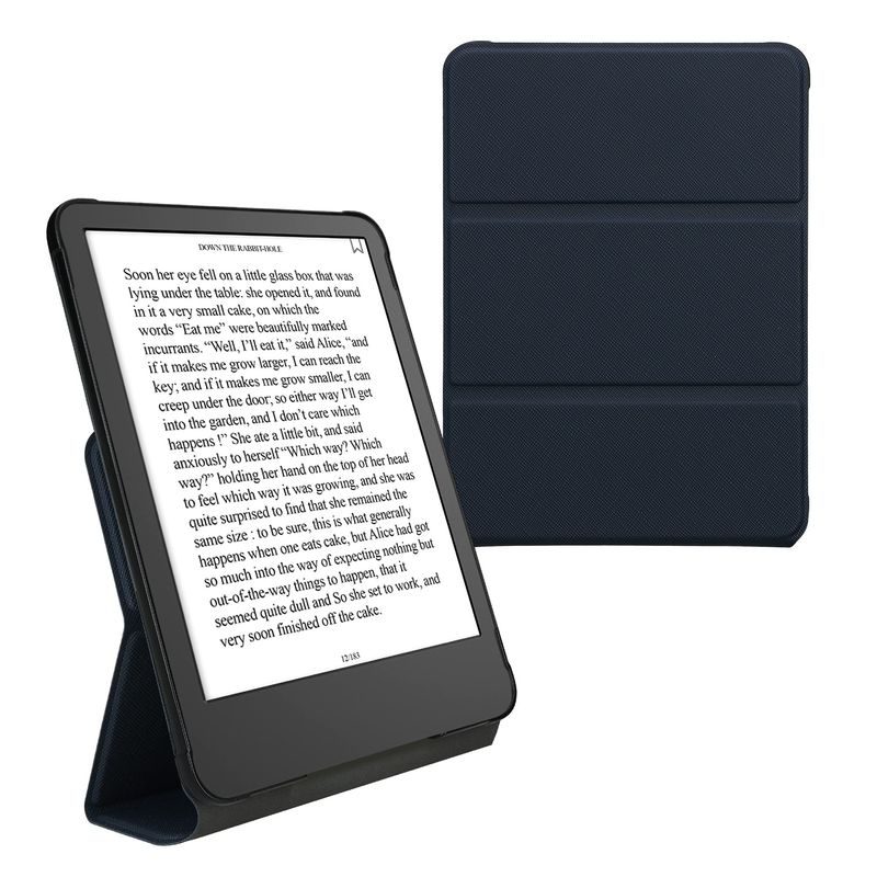Laptop, Telefoane si Tablete - Ebook reader si accesorii - Accesorii eBook Reader - Husa Kwmobile pentru Amazon Kindle Paperwhite 12 (2024), Colorsoft, functie Sleep/Wake, piele ecologica, albastru - Infinity.ro