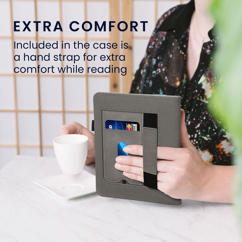 Laptop, Telefoane si Tablete - Ebook reader si accesorii - Accesorii eBook Reader - Husa Kwmobile pentru Amazon Kindle Paperwhite 12 (2024), Colorsoft, buzunar card, piele ecologica, gri - Infinity.ro