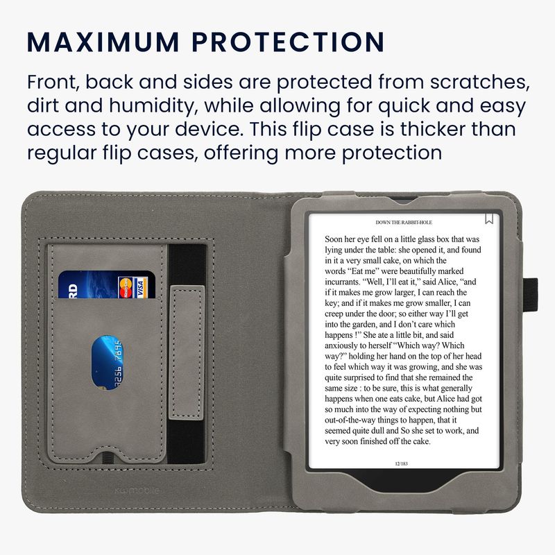 Laptop, Telefoane si Tablete - Ebook reader si accesorii - Accesorii eBook Reader - Husa Kwmobile pentru Amazon Kindle Paperwhite 12 (2024), Colorsoft, buzunar card, piele ecologica, gri - Infinity.ro
