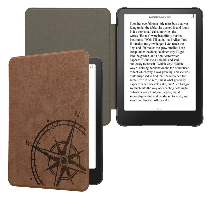 Laptop, Telefoane si Tablete - Ebook reader si accesorii - Accesorii eBook Reader - Husa Kwmobile pentru Amazon Kindle Paperwhite 12 (2024), Colorsoft, inchidere magnetica, antisoc, piele ecologica, maro - Infinity.ro