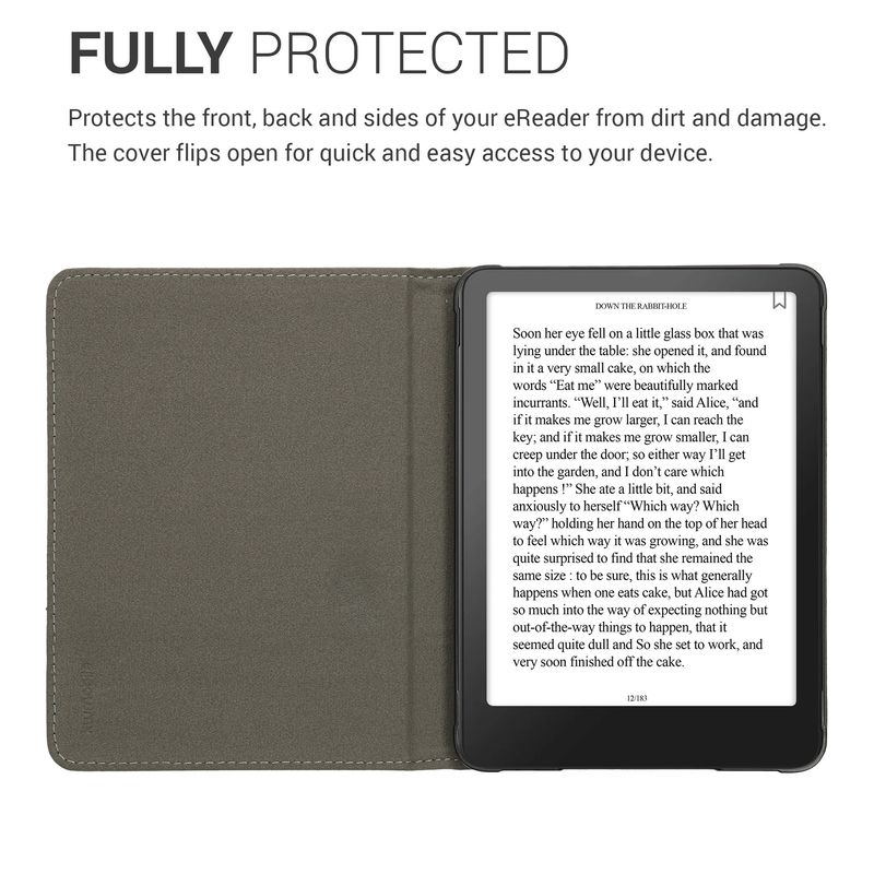 Laptop, Telefoane si Tablete - Ebook reader si accesorii - Accesorii eBook Reader - Husa Kwmobile pentru Amazon Kindle Paperwhite 12 (2024), Colorsoft, inchidere magnetica, antisoc, panza, gri, negru - Infinity.ro