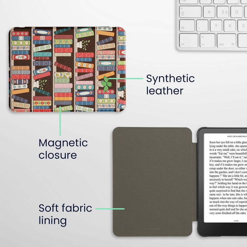 Laptop, Telefoane si Tablete - Ebook reader si accesorii - Accesorii eBook Reader - Husa Kwmobile pentru Amazon Kindle Paperwhite 12 (2024), Colorsoft, inchidere magnetica, design biblioteca, multicolor - Infinity.ro