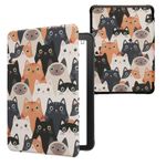Laptop, Telefoane si Tablete - Ebook reader si accesorii - Accesorii eBook Reader - Husa Kwmobile pentru Amazon Kindle Paperwhite 12 (2024), Colorsoft, inchidere magnetica, design pisici, multicolor - Infinity.ro