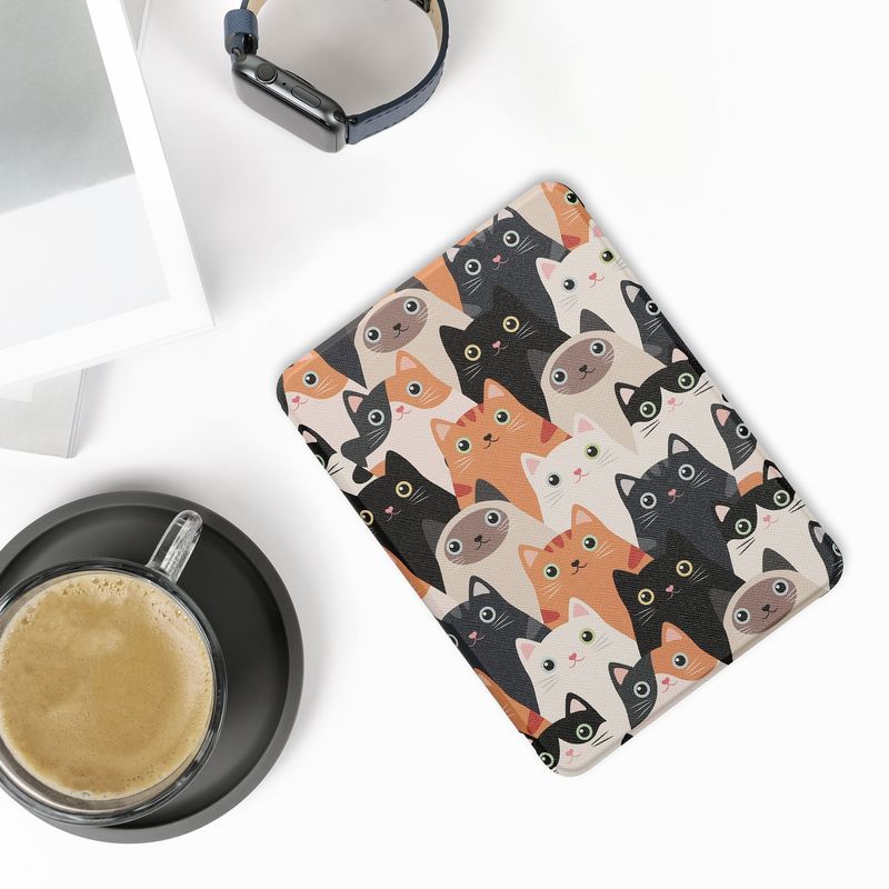Laptop, Telefoane si Tablete - Ebook reader si accesorii - Accesorii eBook Reader - Husa Kwmobile pentru Amazon Kindle Paperwhite 12 (2024), Colorsoft, inchidere magnetica, design pisici, multicolor - Infinity.ro