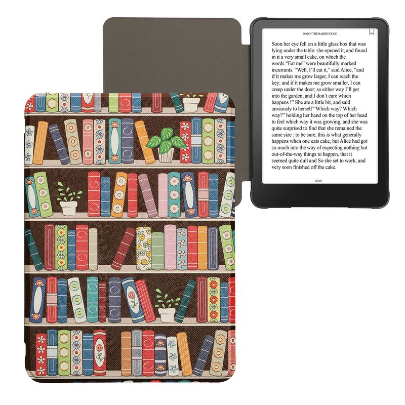 Laptop, Telefoane si Tablete - Ebook reader si accesorii - Accesorii eBook Reader - Husa Kwmobile pentru Amazon Kindle Paperwhite 12 (2024), Colorsoft, inchidere magnetica, design biblioteca, multicolor - Infinity.ro