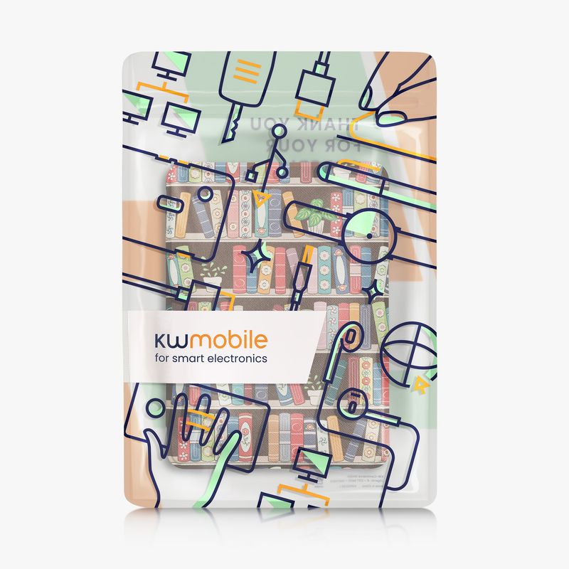 Laptop, Telefoane si Tablete - Ebook reader si accesorii - Accesorii eBook Reader - Husa Kwmobile pentru Amazon Kindle Paperwhite 12 (2024), Colorsoft, inchidere magnetica, design biblioteca, multicolor - Infinity.ro