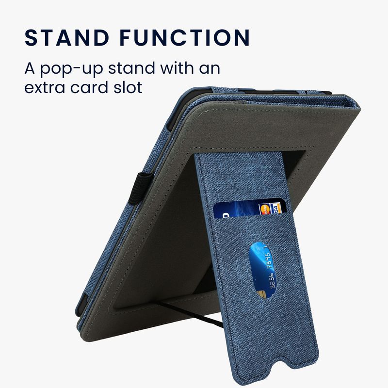 Laptop, Telefoane si Tablete - Ebook reader si accesorii - Accesorii eBook Reader - Husa Kwmobile pentru Amazon Kindle Paperwhite 12 (2024), Colorsoft, inchidere magnetica, functie stand, albastru, gri - Infinity.ro