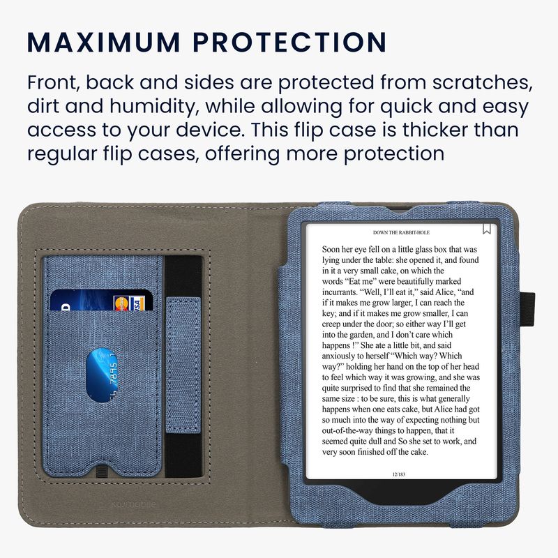 Laptop, Telefoane si Tablete - Ebook reader si accesorii - Accesorii eBook Reader - Husa Kwmobile pentru Amazon Kindle Paperwhite 12 (2024), Colorsoft, inchidere magnetica, functie stand, albastru, gri - Infinity.ro