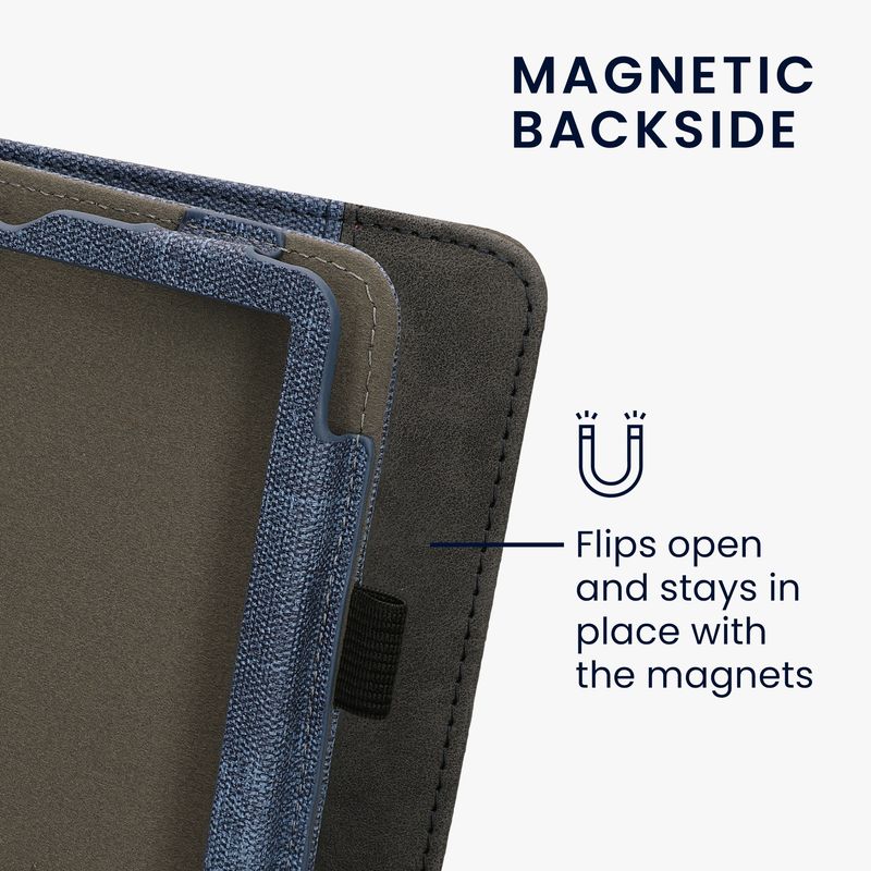 Laptop, Telefoane si Tablete - Ebook reader si accesorii - Accesorii eBook Reader - Husa Kwmobile pentru Amazon Kindle Paperwhite 12 (2024), Colorsoft, inchidere magnetica, functie stand, albastru, gri - Infinity.ro