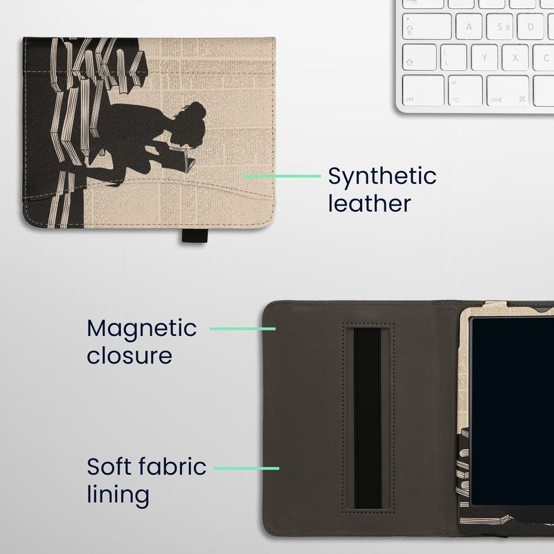 Laptop, Telefoane si Tablete - Ebook reader si accesorii - Accesorii eBook Reader - Husa Kwmobile pentru Amazon Kindle Paperwhite 12 (2024), Colorsoft, inchidere magnetica, piele ecologica, negru, bej - Infinity.ro