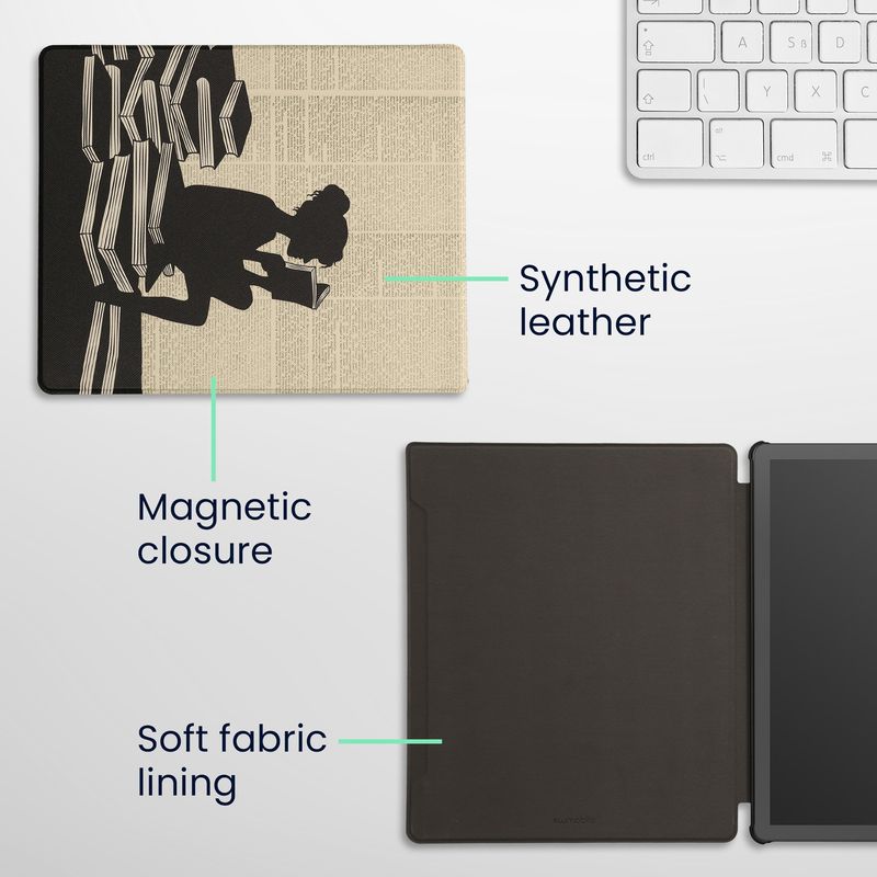 Laptop, Telefoane si Tablete - Ebook reader si accesorii - Accesorii eBook Reader - Husa Kwmobile pentru Amazon Kindle Scribe 3rd Gen, 11 inch (2025), functie Sleep/Wake, piele ecologica, negru, bej - Infinity.ro