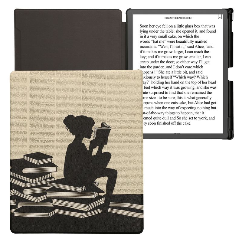Laptop, Telefoane si Tablete - Ebook reader si accesorii - Accesorii eBook Reader - Husa Kwmobile pentru Amazon Kindle Scribe 3rd Gen, 11 inch (2025), functie Sleep/Wake, piele ecologica, negru, bej - Infinity.ro