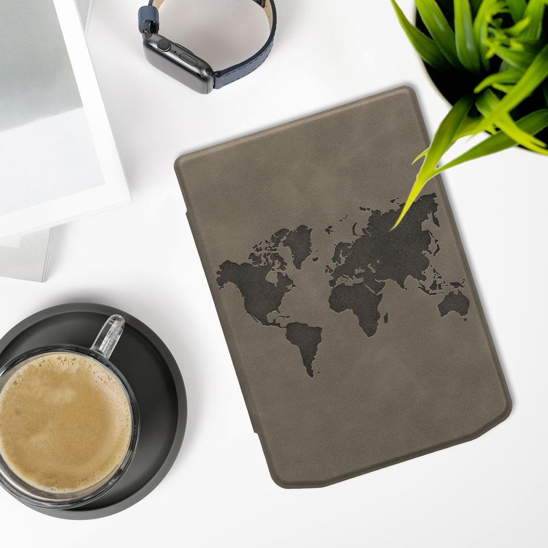 Laptop, Telefoane si Tablete - Ebook reader si accesorii - Accesorii eBook Reader - Husa Kwmobile pentru PocketBook Verse, Verse Lite, Verse Pro, Verse Pro Color, functie Sleep/Wake, piele ecologica, gri - Infinity.ro