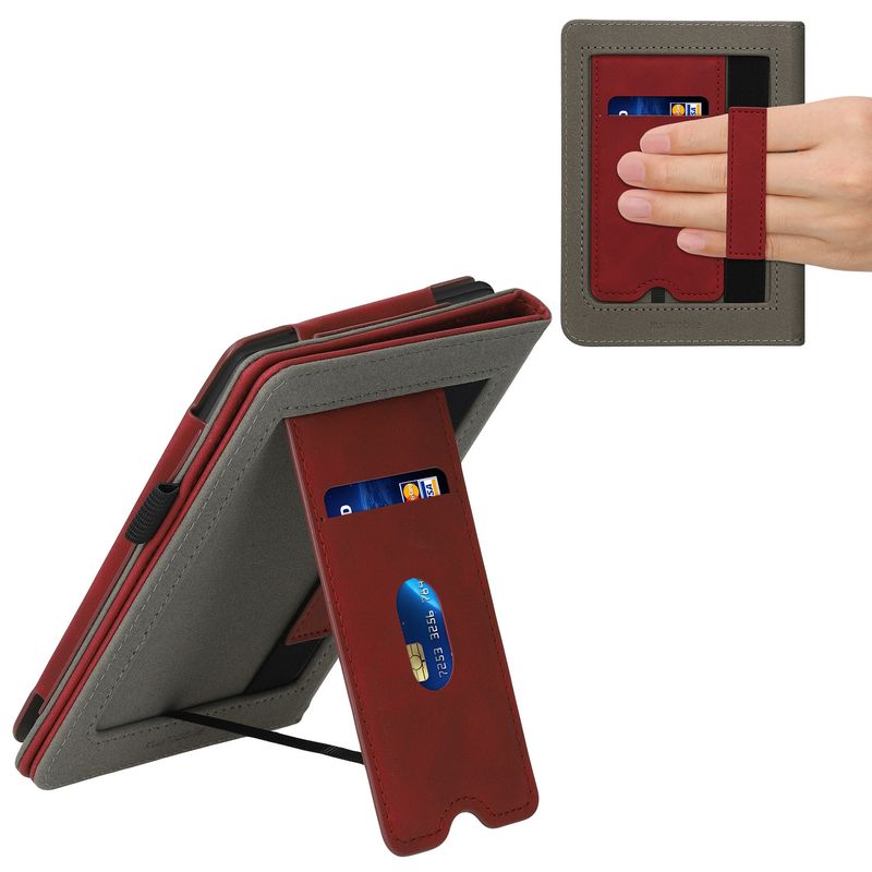 Laptop, Telefoane si Tablete - Ebook reader si accesorii - Accesorii eBook Reader - Husa Kwmobile pentru Kobo Clara 2E, Tolino Shine 4, inchidere magnetica, buzunar card, piele ecologica, rosu - Infinity.ro