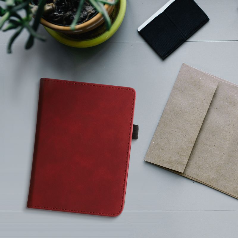Laptop, Telefoane si Tablete - Ebook reader si accesorii - Accesorii eBook Reader - Husa Kwmobile pentru Kobo Clara 2E, Tolino Shine 4, inchidere magnetica, buzunar card, piele ecologica, rosu - Infinity.ro