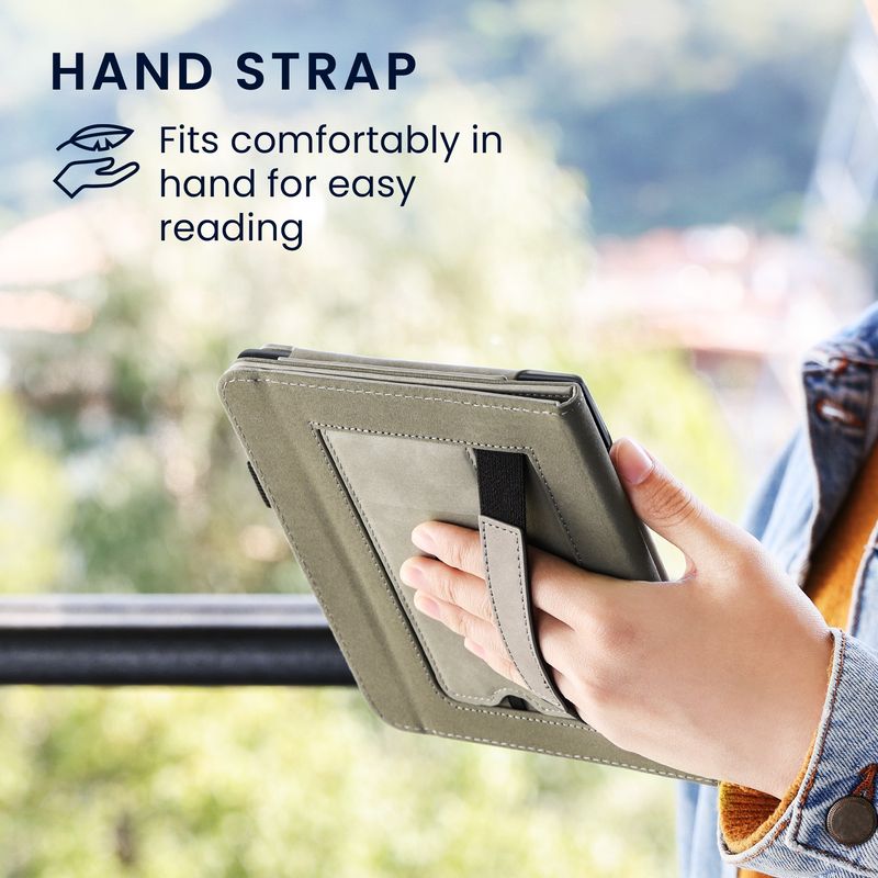 Laptop, Telefoane si Tablete - Ebook reader si accesorii - Accesorii eBook Reader - Husa Kwmobile pentru Kobo Clara 2E, Tolino Shine 4, inchidere magnetica, buzunar card, piele ecologica, rosu - Infinity.ro