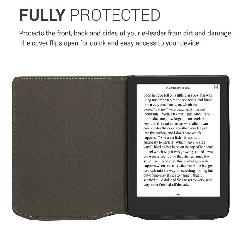 Laptop, Telefoane si Tablete - Ebook reader si accesorii - Accesorii eBook Reader - Husa Kwmobile pentru PocketBook Verse, Verse Lite, Verse Pro, Verse Pro Color, inchidere magnetica, panza, gri, negru - Infinity.ro