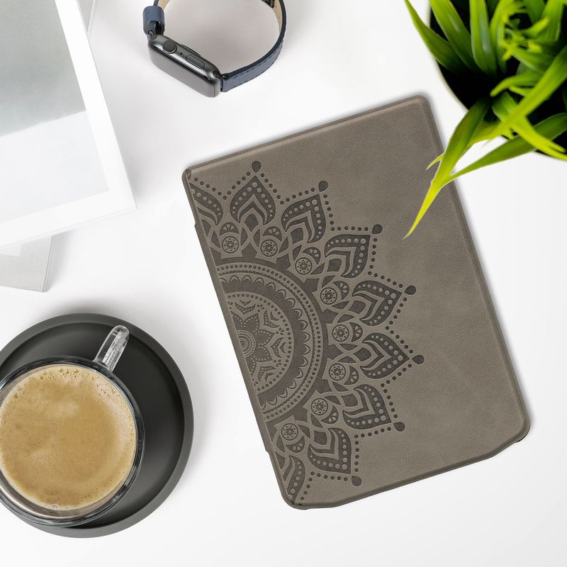 Laptop, Telefoane si Tablete - Ebook reader si accesorii - Accesorii eBook Reader - Husa Kwmobile pentru PocketBook Verse, Verse Lite, Verse Pro, Verse Pro Color, inchidere magnetica, Sleep/Wake, gri - Infinity.ro