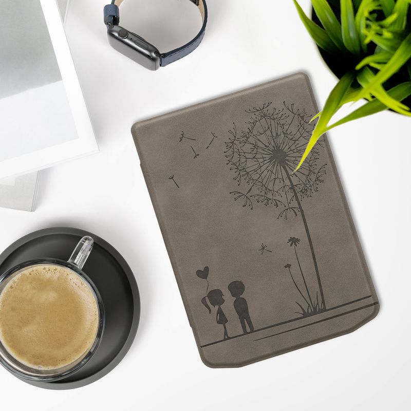 Laptop, Telefoane si Tablete - Ebook reader si accesorii - Accesorii eBook Reader - Husa Kwmobile pentru PocketBook Verse, Verse Lite, Verse Pro, Verse Pro Color, inchidere magnetica, piele ecologica, gri - Infinity.ro