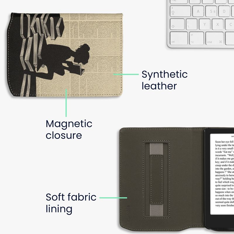 Laptop, Telefoane si Tablete - Ebook reader si accesorii - Accesorii eBook Reader - Husa Kwmobile pentru PocketBook Verse, Verse Lite, Verse Pro, Verse Pro Color, piele ecologica, negru, bej - Infinity.ro