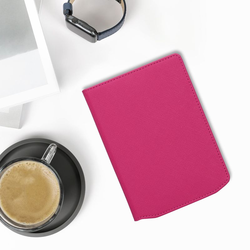 Laptop, Telefoane si Tablete - Ebook reader si accesorii - Accesorii eBook Reader - Husa Kwmobile pentru PocketBook Verse, Verse Lite, Verse Pro, Verse Pro Color, inchidere magnetica, piele ecologica, roz - Infinity.ro