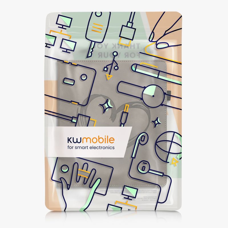 Laptop, Telefoane si Tablete - Ebook reader si accesorii - Accesorii eBook Reader - Husa pentru eBook Reader Kwmobile pentru Amazon Kindle Scribe (2022, 2024), buzunar card, piele ecologica, gri - Infinity.ro
