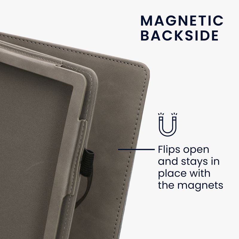Laptop, Telefoane si Tablete - Ebook reader si accesorii - Accesorii eBook Reader - Husa pentru eBook Reader Kwmobile pentru Amazon Kindle Scribe (2022, 2024), buzunar card, piele ecologica, gri - Infinity.ro