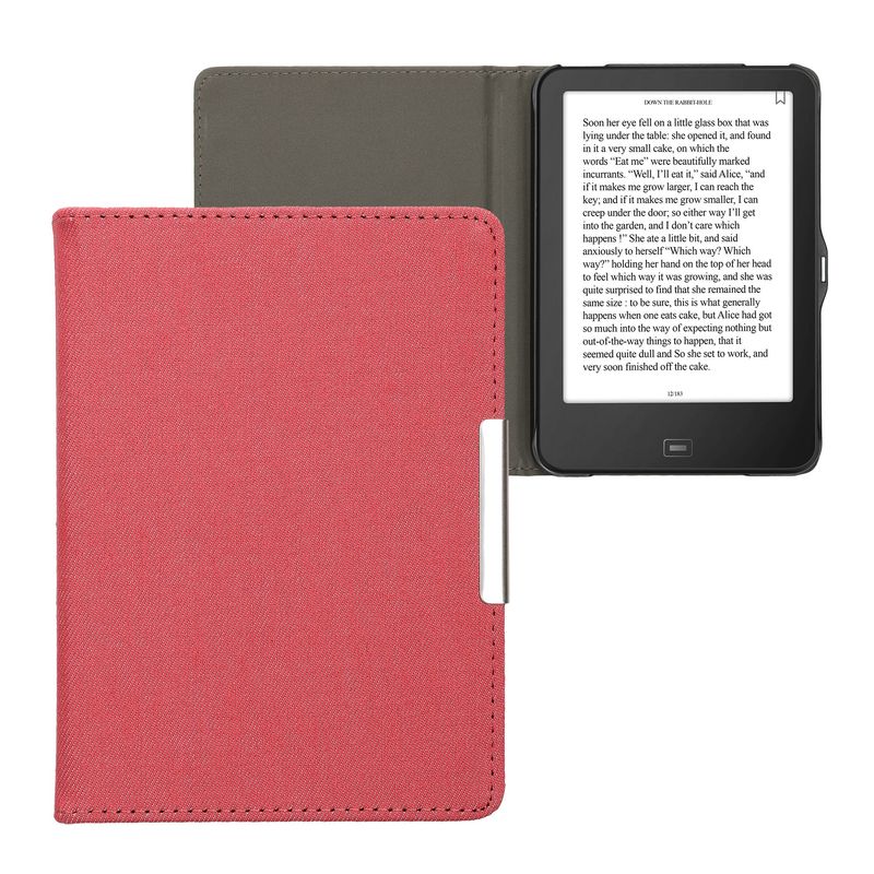 Laptop, Telefoane si Tablete - Ebook reader si accesorii - Accesorii eBook Reader - Husa Kwmobile pentru Tolino Vision 1, Vision 2, Vision 3 HD, Vision 4 HD, inchidere magnetica, textil, rosu - Infinity.ro
