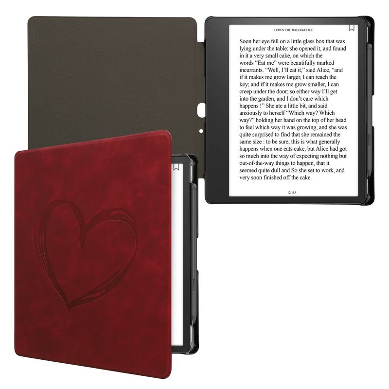 Laptop, Telefoane si Tablete - Ebook reader si accesorii - Accesorii eBook Reader - Husa pentru eBook Reader Kwmobile pentru Amazon Kindle Scribe (2022, 2024), functie Sleep/Wake, piele ecologica, rosu - Infinity.ro