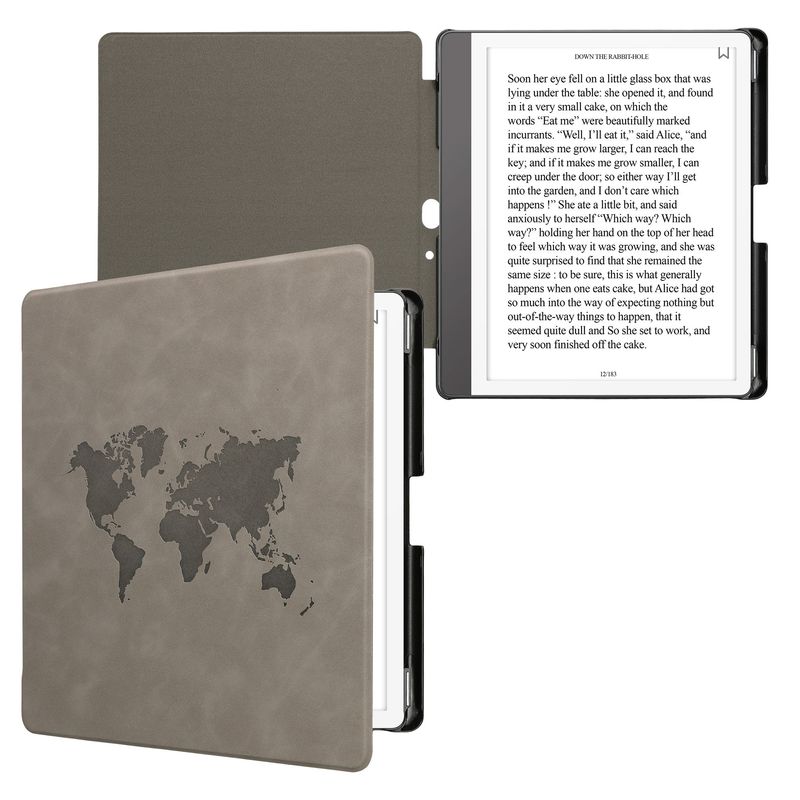 Laptop, Telefoane si Tablete - Ebook reader si accesorii - Accesorii eBook Reader - Husa pentru eBook Reader Kwmobile pentru Amazon Kindle Scribe (2024), functie Sleep/Wake, piele ecologica, gri - Infinity.ro