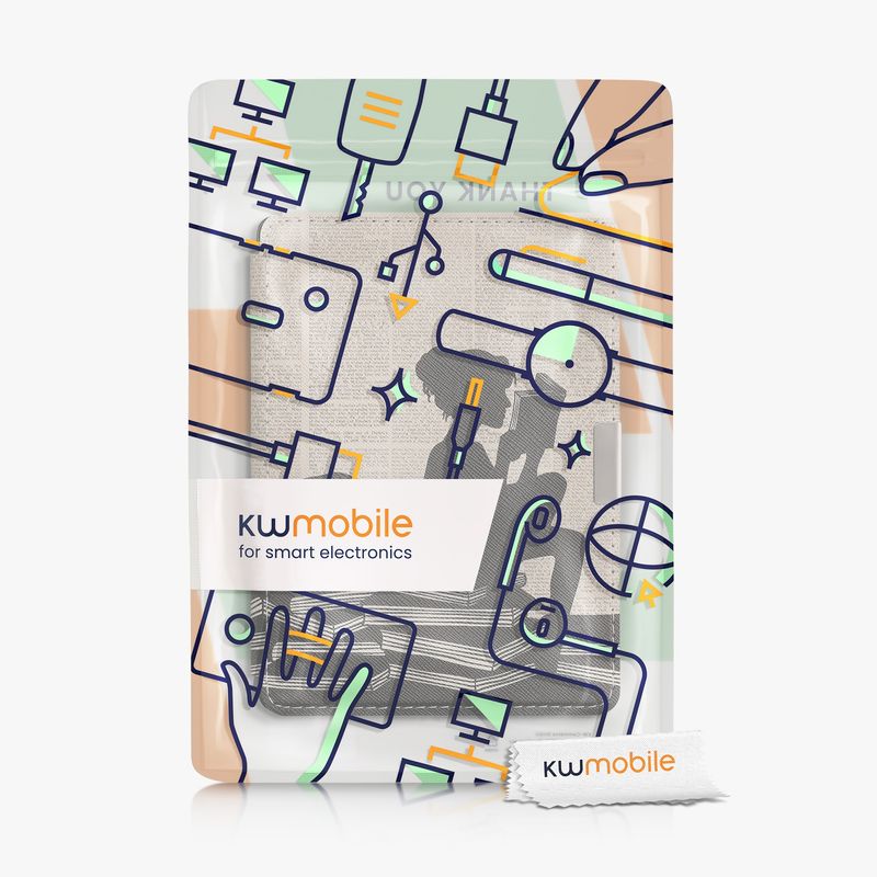 Laptop, Telefoane si Tablete - Ebook reader si accesorii - Accesorii eBook Reader - Husa pentru eBook Reader Kwmobile pentru Kobo Aura Edition 2, inchidere magnetica, piele ecologica, negru, bej - Infinity.ro