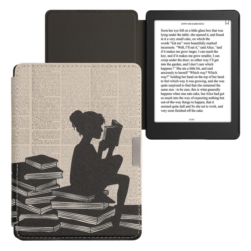 Laptop, Telefoane si Tablete - Ebook reader si accesorii - Accesorii eBook Reader - Husa pentru eBook Reader Kwmobile pentru Kobo Aura Edition 2, inchidere magnetica, piele ecologica, negru, bej - Infinity.ro