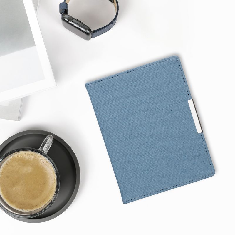 Laptop, Telefoane si Tablete - Ebook reader si accesorii - Accesorii eBook Reader - Husa pentru eBook Reader Kwmobile pentru Kobo Aura H2O Edition 2, protectie la zgarieturi, textil, albastru - Infinity.ro