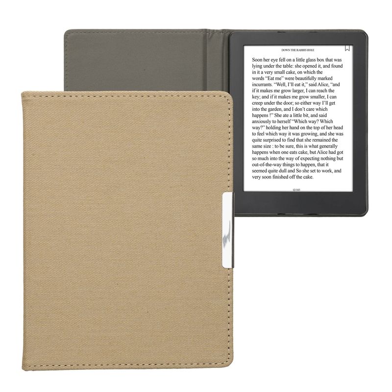 Laptop, Telefoane si Tablete - Ebook reader si accesorii - Accesorii eBook Reader - Husa pentru eBook Reader Kwmobile pentru Kobo Aura H2O Edition 2, inchidere magnetica, textil, bej - Infinity.ro