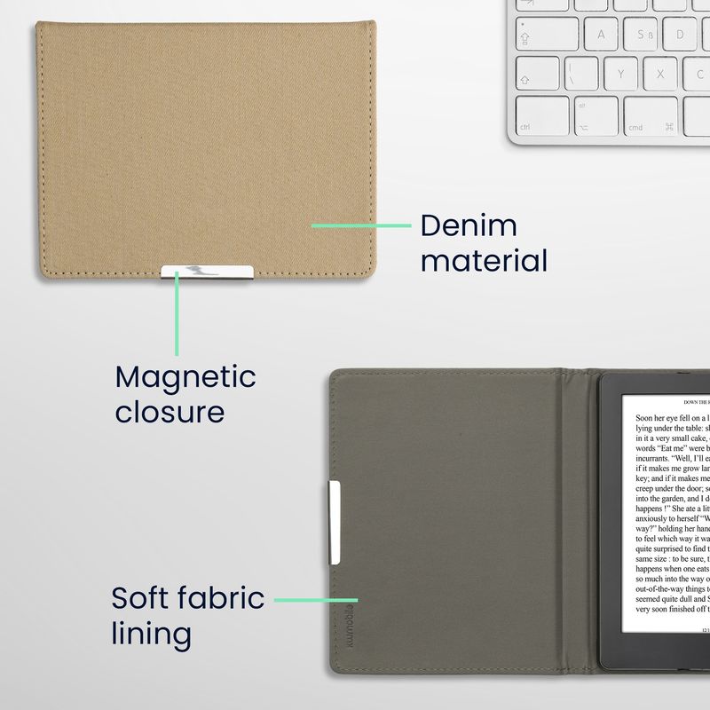 Laptop, Telefoane si Tablete - Ebook reader si accesorii - Accesorii eBook Reader - Husa pentru eBook Reader Kwmobile pentru Kobo Aura H2O Edition 2, inchidere magnetica, textil, bej - Infinity.ro