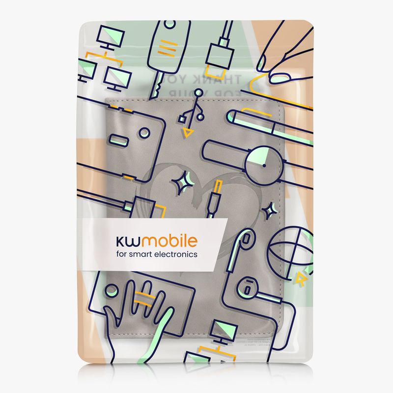 Laptop, Telefoane si Tablete - Ebook reader si accesorii - Accesorii eBook Reader - Husa pentru eBook Reader Kwmobile pentru Kobo Clara BW, Clara Colour, buzunar card, piele ecologica, gri - Infinity.ro
