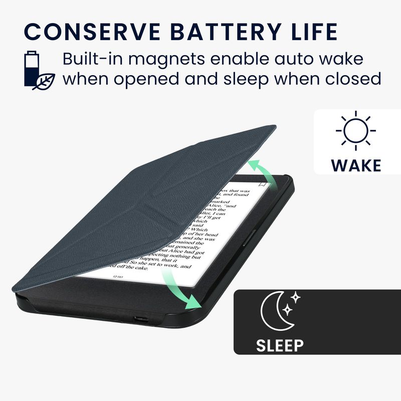 Laptop, Telefoane si Tablete - Ebook reader si accesorii - Accesorii eBook Reader - Husa pentru eBook Reader Kwmobile pentru Kobo Clara BW, Clara Colour, functie Sleep/Wake, piele ecologica, albastru - Infinity.ro