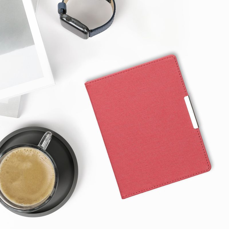 Laptop, Telefoane si Tablete - Ebook reader si accesorii - Accesorii eBook Reader - Husa pentru eBook Reader Kwmobile pentru Kobo Aura H2O Edition 2, inchidere magnetica, textil, rosu - Infinity.ro