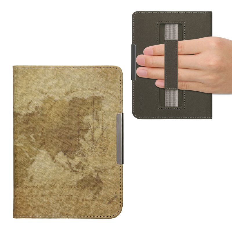 Laptop, Telefoane si Tablete - Ebook reader si accesorii - Accesorii eBook Reader - Husa pentru eBook Reader Kwmobile pentru Kobo Clara BW, Clara Colour, curea de mana, piele ecologica, maro - Infinity.ro
