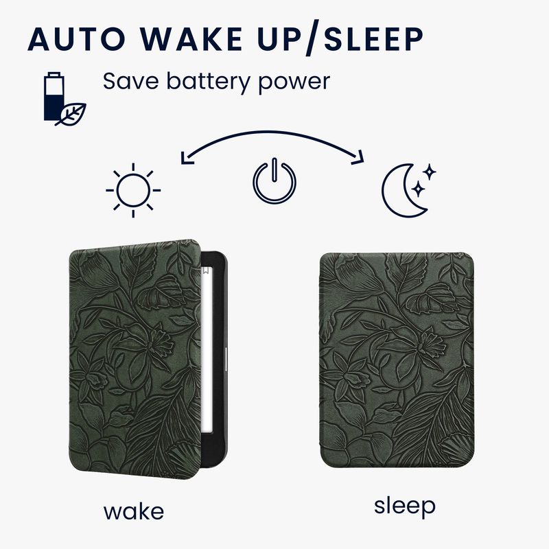 Laptop, Telefoane si Tablete - Ebook reader si accesorii - Accesorii eBook Reader - Husa pentru eBook Reader Kwmobile pentru Kobo Clara BW, Clara Colour, functie Sleep/Wake, piele ecologica, verde - Infinity.ro