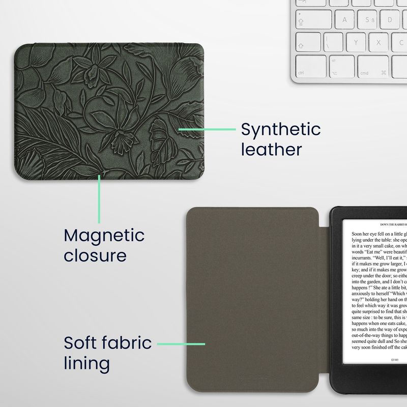 Laptop, Telefoane si Tablete - Ebook reader si accesorii - Accesorii eBook Reader - Husa pentru eBook Reader Kwmobile pentru Kobo Clara BW, Clara Colour, functie Sleep/Wake, piele ecologica, verde - Infinity.ro