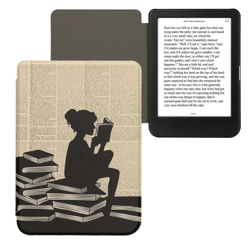 Laptop, Telefoane si Tablete - Ebook reader si accesorii - Accesorii eBook Reader - Husa pentru eBook Reader Kwmobile pentru Kobo Clara BW, Clara Colour, functie Sleep/Wake, piele ecologica, negru, bej - Infinity.ro