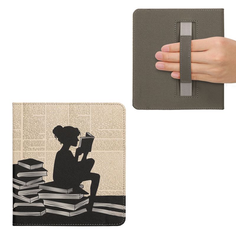 Laptop, Telefoane si Tablete - Ebook reader si accesorii - Accesorii eBook Reader - Husa pentru eBook Reader Kwmobile pentru Kobo Forma, inchidere magnetica, piele ecologica, negru, bej - Infinity.ro