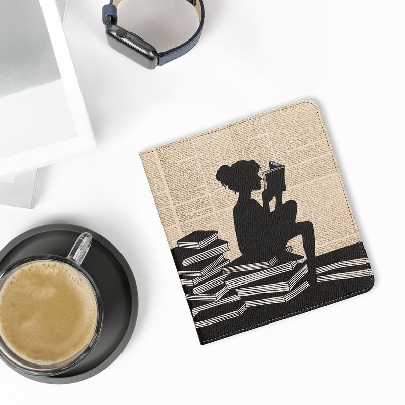 Laptop, Telefoane si Tablete - Ebook reader si accesorii - Accesorii eBook Reader - Husa pentru eBook Reader Kwmobile pentru Kobo Forma, inchidere magnetica, piele ecologica, negru, bej - Infinity.ro