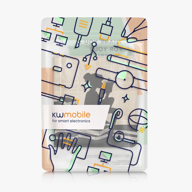 Laptop, Telefoane si Tablete - Ebook reader si accesorii - Accesorii eBook Reader - Husa pentru eBook Reader Kwmobile pentru Kobo Forma, inchidere magnetica, piele ecologica, negru, bej - Infinity.ro