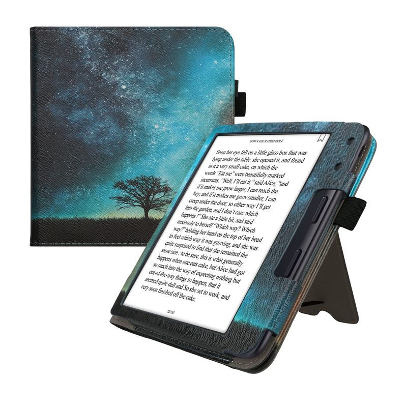 Laptop, Telefoane si Tablete - Ebook reader si accesorii - Accesorii eBook Reader - Husa pentru eBook Reader Kwmobile pentru Kobo Libra Colour, curea de mana, piele ecologica, multicolor - Infinity.ro