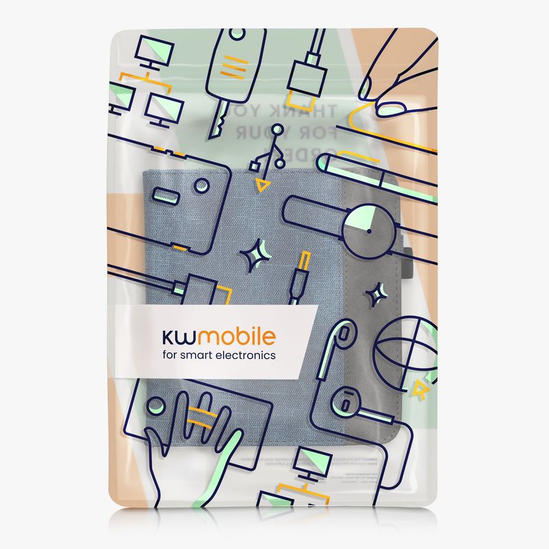 Laptop, Telefoane si Tablete - Ebook reader si accesorii - Accesorii eBook Reader - Husa pentru eBook Reader Kwmobile pentru Kobo Libra Colour, inchidere magnetica, piele ecologica, albastru, gri - Infinity.ro